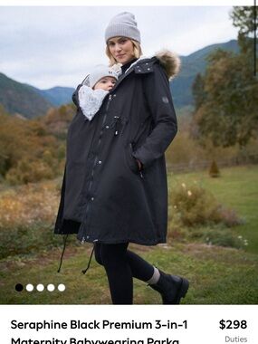 Seraphine Olive Green Maternity Raincoat with Hood